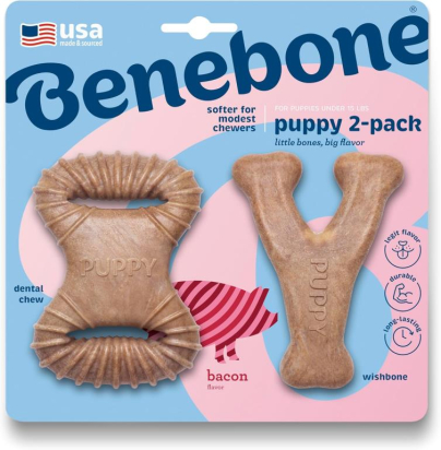 JOUET NYLON PUPPY PACK DENTAL CHEW-WISHBONE BACON