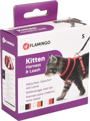 Harnais avec laisse Chaton Harms Noir et Rouge