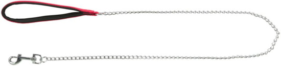 Laisse métal avec poignée en néoprène, XS–S: 1,10 m/2,0 mm, rouge