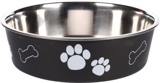 Gamelle pour la nourriture et l'eau Kena Rond Noir et Argent 21CM- 1500ML