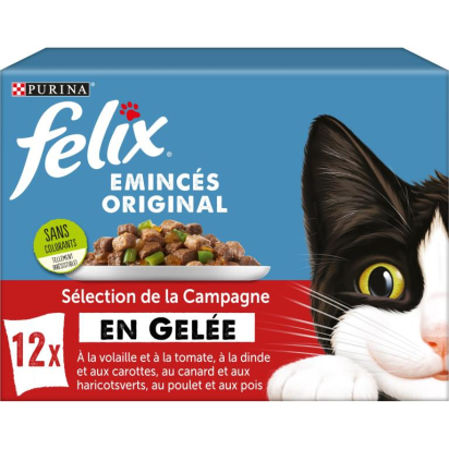 FELIX Emincés Original en Gelée Volaille et Légumes pour chat adulte 12X85G