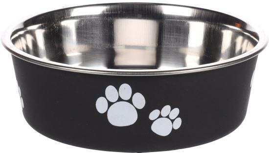 Gamelle pour la nourriture et l'eau Kena Rond Noir et Argent 14CM-450ML