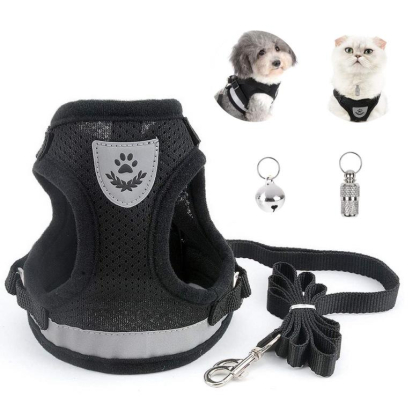 PACK CHAT HARNAIS MIN+LAISSE NOIR XS