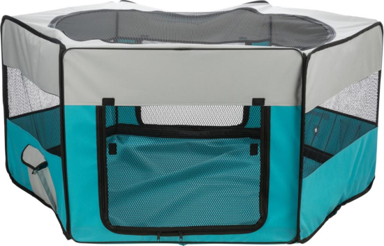 Enclos avec filet/base, lapins nains, en polyester, ø 150 × 65 cm, turquoise/gris clair