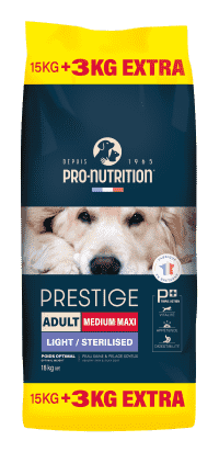 PRESTIGE CHIEN ADULT MEDIUM MAXI LIGHT STERILISED 15KG+3KG