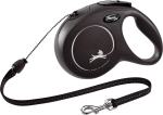Flexi Laisse à enrouleur New Classic Corde Noir, Medium- 8 mètres
