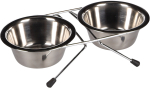Gamelle pour la nourriture et l'eau Duo dinner,13cm- 380ml, support Arjun Argent
