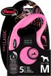 Flexi Laisse à enrouleur New Classic Tape Rose, Medium- 5 mètres