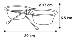 Gamelle pour la nourriture et l'eau Duo dinner,13cm- 380ml, support Arjun Argent