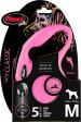 Flexi Laisse à enrouleur New Classic Corde Rose, Medium- 5 mètres