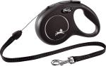 Flexi Laisse à enrouleur New Classic Corde Noir, Small- 8 mètres
