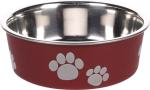 Gamelle pour la nourriture et l'eau Kena Rond Bordeaux et Argent 12CM-300ML