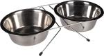 Gamelle pour la nourriture et l'eau Duo dinner,  21cm- 1600ml, support Arjun Argent
