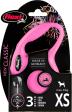 Flexi Laisse à enrouleur New Classic Corde Rose, XS- 3 mètres