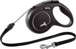 Flexi Laisse à enrouleur New Classic Corde Noir, Medium- 5 mètres