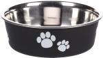 Gamelle pour la nourriture et l'eau Kena Rond Noir et Argent 14CM-450ML