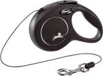 Flexi Laisse à enrouleur New Classic Corde Noire, XS- 3 mètres