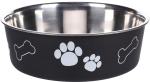 Gamelle pour la nourriture et l'eau Kena Rond Noir et Argent 23CM-2200ML