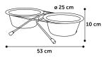 Gamelle pour la nourriture et l'eau Duo dinner, 25cm- 2500ml, support Arjun Argent