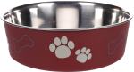 Gamelle pour la nourriture et l'eau Kena Rond Bordeaux et Argent 23CM-2200ML