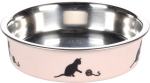 Gamelle pour la nourriture et l'eau Kena Rond Rose et Argent 11CM-180ML