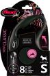 Flexi Laisse à enrouleur New Classic Corde Noir, Small- 8 mètres