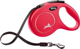 Flexi Laisse à enrouleur New Classic Tape Rouge, Medium- 5 mètres