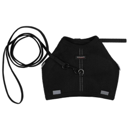 WOUAPY Harnais noir soft avec laisse 10x120mm pour chat