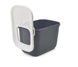 Bac à litière Hop In Plastique Anthracite 58,5 x 39 x H 39,5 cm - SAVIC
