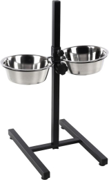 Gamelle pour la nourriture et l'eau Duo dinner support Otis Argent & Noir EN H  2X21CM 1,5L