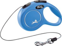 Flexi Laisse à enrouleur New Classic Corde Bleu, XS- 3 mètres