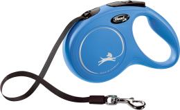 Flexi Laisse à enrouleur New Classic Tape Bleu, Medium- 5 mètres