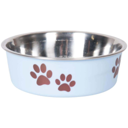Feeding and drinking bowl Kena Round Light blue & Silver 17CM800ML
