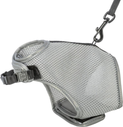 Harnais doux, chats, avec laisse, 28–42 cm, 1,20 m, gris