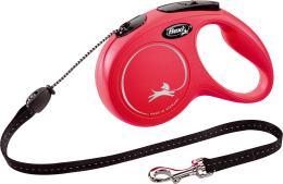 Flexi Laisse à enrouleur New Classic Corde Rouge, Medium- 5 mètres