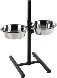 Gamelle pour la nourriture et l'eau Duo dinner support Otis Argent & Noir  EN H  2X27CM 4L