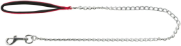 Laisse métal avec poignée en néoprène, M–L: 1,00 m/3,0 mm, rouge