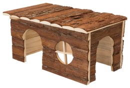 Maison Jerrik, lapins nains, bois d'écorce, 40 × 20 × 23 cm