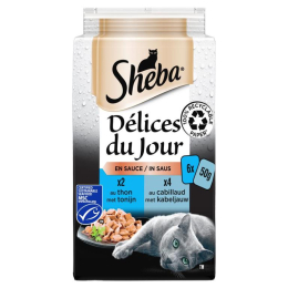 SHEBA DELICES DU JOUR THON CABILLAUD 6X50GR 