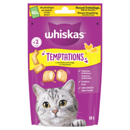 WHISKAS TEMPTATIONS  POULET FROMAGE 60GR