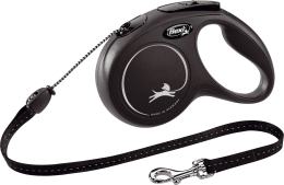 Flexi Laisse à enrouleur New Classic Corde Noir, Medium- 5 mètres