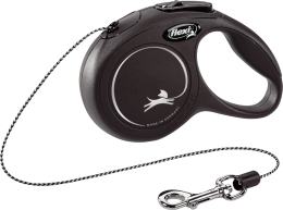 Flexi Laisse à enrouleur New Classic Corde Noire, XS- 3 mètres