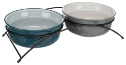 Set gamelle, en céramique/métal, 2 × 1,6 l/ø 20 cm/41 × 10 × 20 cm, pétrole/pétrole clair/gris/gris 