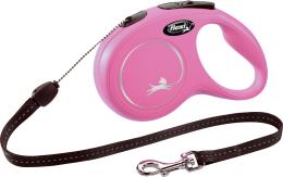 Flexi Laisse à enrouleur New Classic Corde Rose, Small- 5 mètres