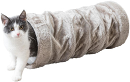 Tunnel de jeu, en peluche, ø 22 × 60 cm, gris