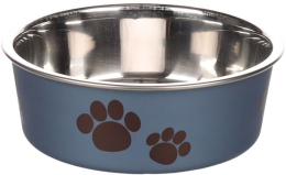 Gamelle pour la nourriture et l'eau Kena Rond Bleu métallique & Argent 21CM1500ML