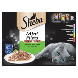 SHEBA MINI FILETS VIANDES POISSONS EN SAUCE 12X85GR