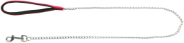 Laisse métal avec poignée en néoprène, XS–S: 1,10 m/2,0 mm, rouge