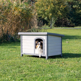 Niche pour chiens Classic à toit plat, S–M: 85 × 58 × 60 cm, gris