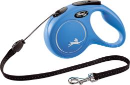 Flexi Laisse à enrouleur New Classic Corde Bleu, Medium- 5 mètres